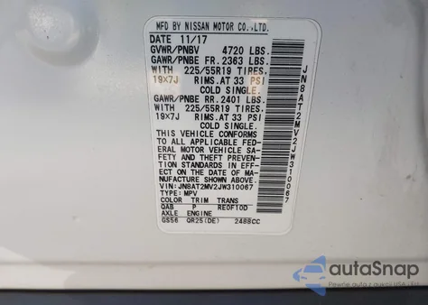 2018 Nissan Rogue Sl из США, поврежденный, VIN JN8AT2MV2JW310067